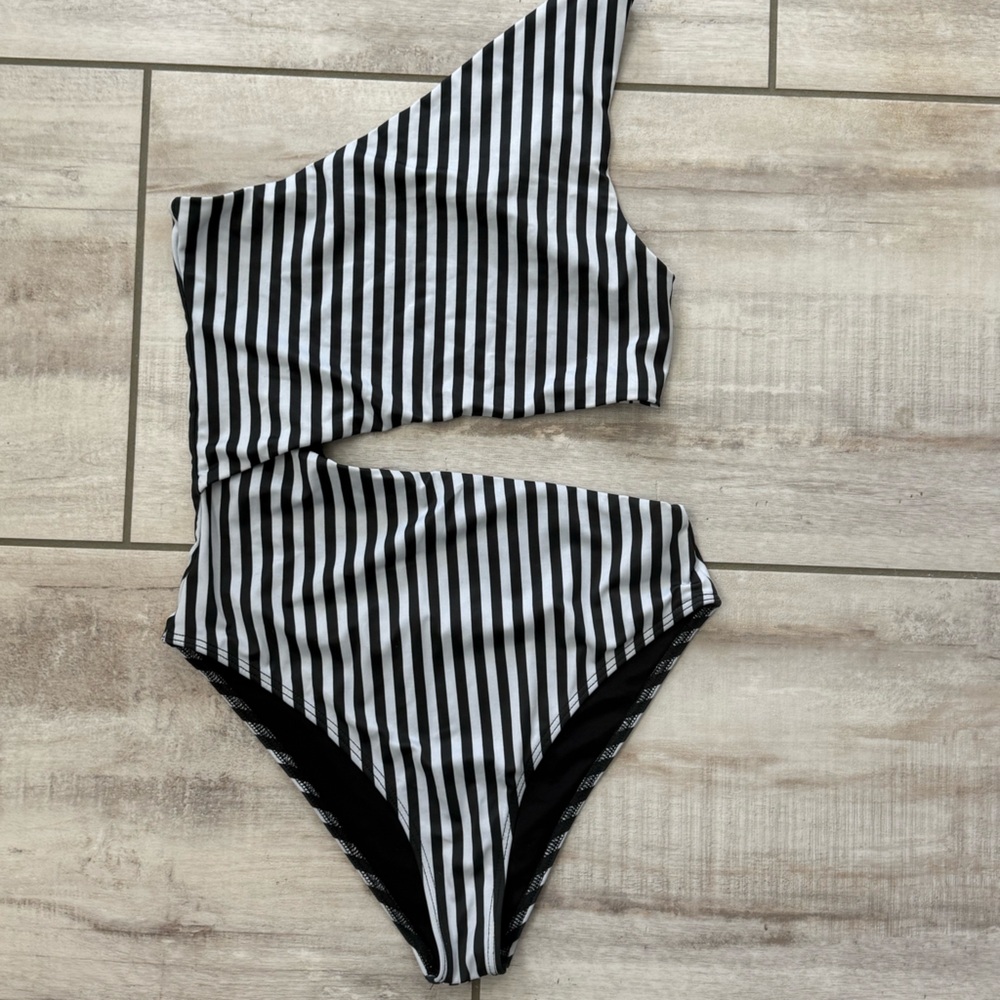 Beach Riot Black and White Striped Bikini Bottom